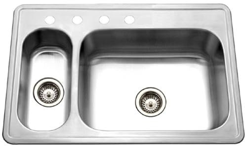 Houzer LHD-3322-1 Legend - Fregadero de acero inoxidable con doble cuenco de 80 x 22 pulgadas