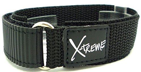 X-Treme sportliches Uhrenarmband für Herren, robust, mit Klettverschluss, 20 mm, Schwarz