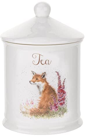 Portmeirion Home & Gifts WNT3996-XW Wrendale by Royal Worcester Tea Canister (Fox), Bone China, Multi-Colour, 10.5 x 10.5 x 15.5 cm
