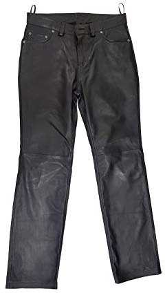 The Black Rose - Lederhose Herren lang - Model Dylan - Lederjeans Tube Röhre Skinny Slim Fit Schwarz mit Reisverschluss