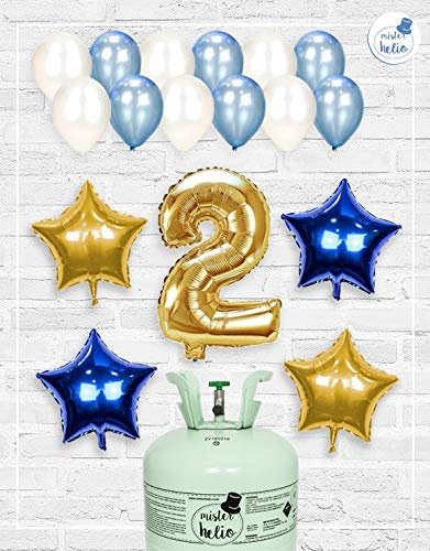 Bombona de Helio Mrhelio+Globos cumpleaños Niño números (Cumple 2 años niño)