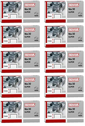 3er Pack Novus Heftklammer No.10, 1000er Päckchen für B 10 FC, 10 FC Professional, 10 Professional, 100EL, 10EL (10, 1000er Päckchen | No. 10 super)