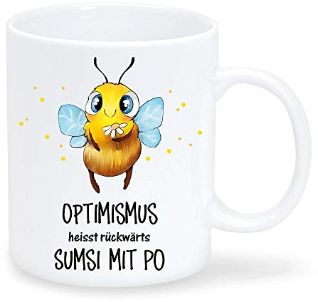Wandtattoo Loft Keramik Kaffeetasse Biene Optimismus heißt rückwärts Sumsi mit Po/hochglänzende Oberfläche