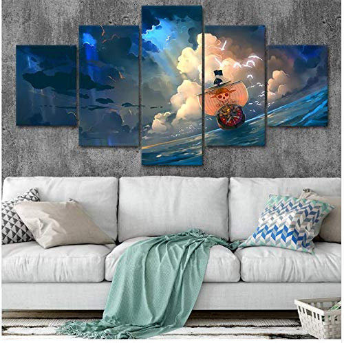 JRDWLH Impressions sur Toile One Piece Toile Affiches Décor À La Maison Mur Art 5 Pièces Peintures Salon Moderne Anime Photos sans Cadre