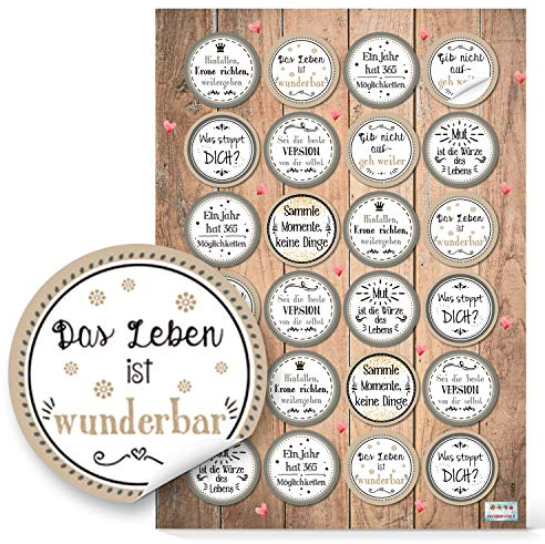 Logbuch-Verlag 24 Spruchaufkleber rund 4 cm schwarz-weiß Text positiv Geburtstag Freunde Liebe liebe Sprüche
