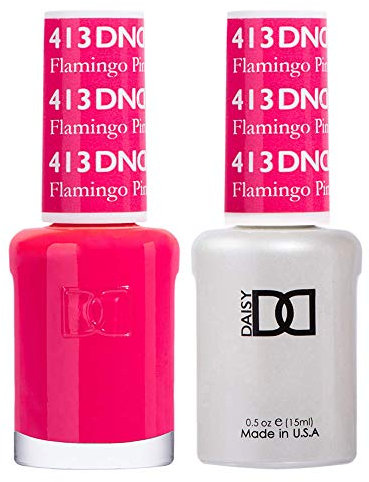 DND Duo Gel & Nail Polish Set - Flamingo Pink 413-2x15ml