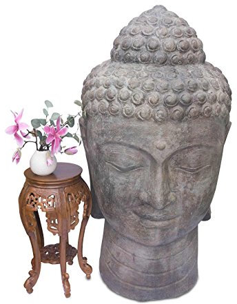 Buddha Figur Kopf Stein 150 cm | Skulptur Statue Steinfigur Deko Steingemisch - Für Innenbereich