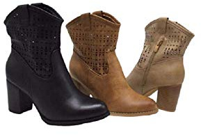 Fashion Moda Stivali Stivaletti Donna Caviglia Anfibi Primaverili Estivi Traforato Biker New Tronchetto Nero Beige Nuovi Estate Tacco Comodi G633 (Nero, Numeric_39)