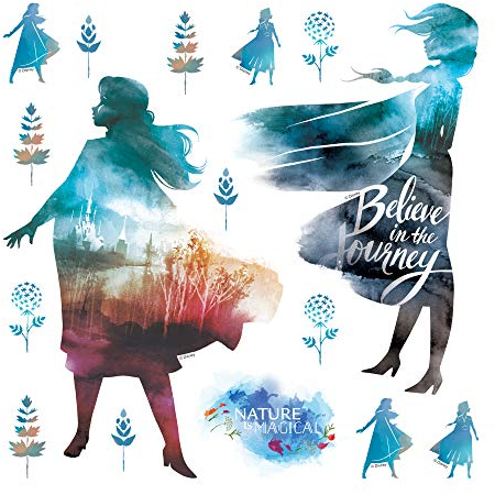 1art1 Die Eiskönigin 2, ELSA, Anna, Believe In The Journey Wand-Tattoo | Deko Wandaufkleber für Wohnzimmer Kinderzimmer Küche Bad Flur | Wandsticker für Tür Wand Möbel/Schrank 30x30 cm