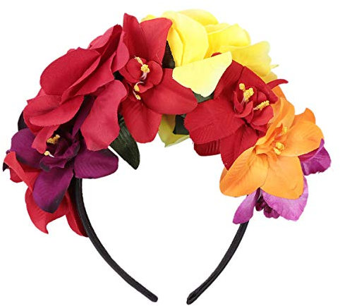 Beaupretty Floreale Messicana per Donna Cerchietto per di Fiori di Halloween Rosa per Cosplay Festa