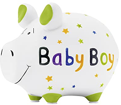 Wurm - Spardose KCG Kleinschwein, Baby Boy, aus Keramik, Art. 101764 (B/H/T) 12,5x9x9 cm