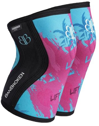Banbroken | Rodilleras de Neopreno | Cross Training y Powerlifting | Soporte para menisco y ligamento | Para Levantamiento de pesas | 5 mm | 2 uds | L | Morado