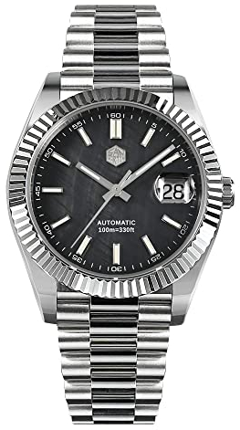 NC San Martin 40mm Retro SN059G V2 MOP Business Luxusuhren Saphirglas 10Bar Edelstahl Automatik Mechanische Uhr Herren (Color 3)