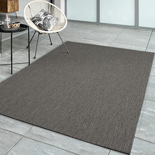 the carpet Mistra - robuster Teppich, modern, langlebig und pflegeleicht, In- und Outdoor, Wohnzimmer, ideal für Küche, Flur und Wintergarten, flachgewebt, Anthrazit, 140 x 200 cm