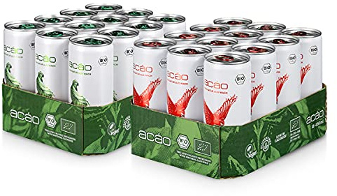 acáo Bio-Erfrischungsgetränk - Quitte-Zitrone & Granatapfel-Minze (24 × 250 ml Dose) – die gesunde Alternative zu Energy Drinks – kalorienarm & vegan