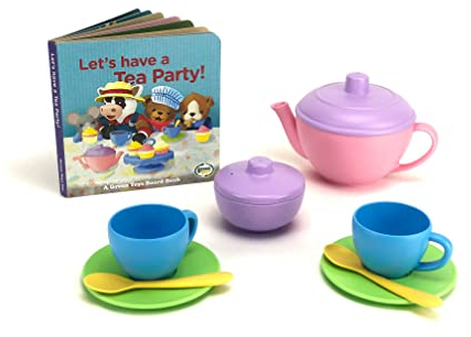 Green Toys TEABB-1582 Two Set and Tea Party Book, Multi