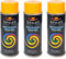 VE-INDUSTRIES Lot de 3 bombes de peinture selon RAL - 400 ml - Vernis coloré pour bois, métal (1023 jaune signalisation)