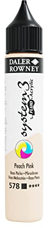 Daler-Rowney System3 Acrylic Paint, Plastic Bottle, Fluid, 1oz - 29.5 ml, Peach Pink