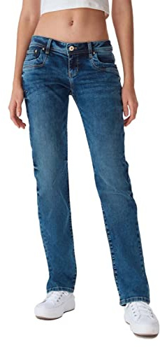 LTB Jeans Damen Valentine Straight Fit Jeanshose Hose Denim Tiefer Bund, Farbe:Blue Lapis Wash (3923), Größe:32W / 34L