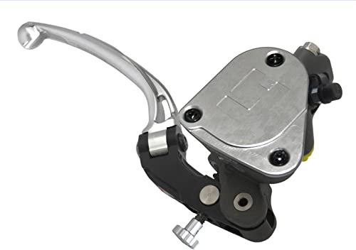 Pompa Freno Forgiata 16X18 Con Vaschetta Integrata,Leva Snodata Lunga Argento (Pomello+Leva) per Ducati Scrambler Mach 2.0 dal 2018 al 2018, CC 800