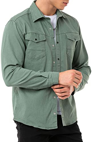 Redbridge Premium Denim Hemd Jeanshemd Baumwolle Casual Khaki XXL