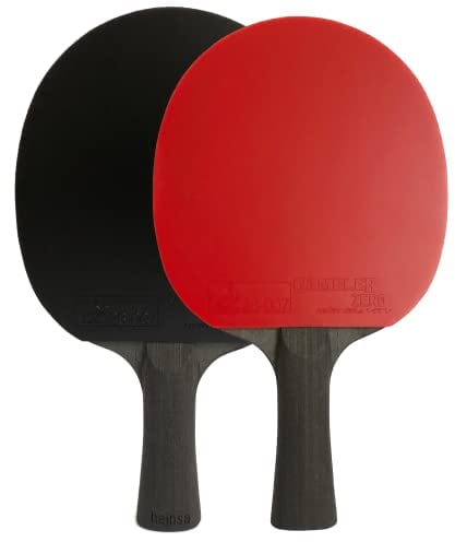 heinsa Carbon Profi Tischtennisschläger ITTF Wettkampf zugelassen Black Edition aus Lichtnussbaum mit Premium Verpackung und Bällen