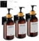 RISAKOGO 3 Pièces Distributeur Savon Mural, Distributeur de Savon 500ml avec Étiquettes No Perçage pour Cuisine et Salle de Bain - Marron