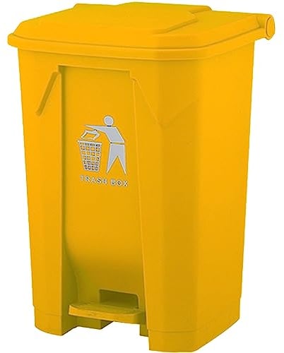 30L 50L 80L Recycling Dustbin Rubbish Pedal Bin Waste Trash Kitchen Indoor Outdoor Rubbish and Waste Bin with Pedal Home Office (50 Litre Yellow)