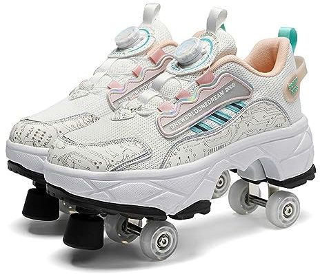 Roller Skate Shoes Rollschuhe Schuhe Mit Rollen Skateboardschuhe,Inline-Skate, verstellbar Damen Schuhe mit Rollen für mädchen,37