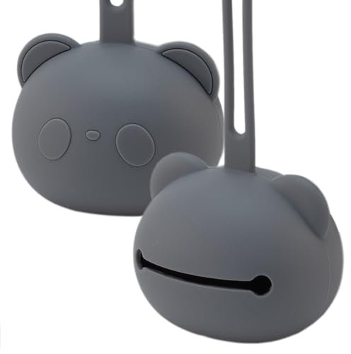 BABYZOCO Porta ciuccio in silicone, astuccio per ciuccio per bambini, porta ciuccio, porta ciucci, borsa per ciucci, custodia per ciucci, senza BPA, silicone, unisex (grigio)