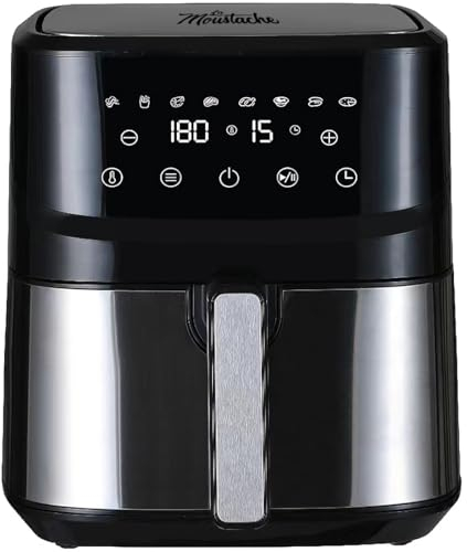 La Moustache - Friggitrice Senza Olio 6,5L ad Aria Calda 1700W con E-Book di Ricette, Air Fryer con 8 Programmi, Controllo Digitale 80-200 °C, Timer, Griglie Antiaderenti (Essential Plus)