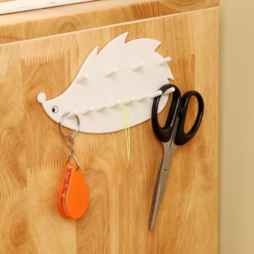 BEIJIALY Hanging Necklace Holder, Adhesive Necklaces Hanger with 12 Hooks, Hedgehog Wall Mounted Jewelry Organizer Adhesive Storage Display Rack Hanger for Earrings Necklaces