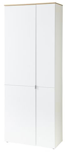 Lomadox Schuhschrank Flurschrank Garderobenschrank Mehrzweckschrank 2-türig weiß matt 78x201,2x37,4 cm