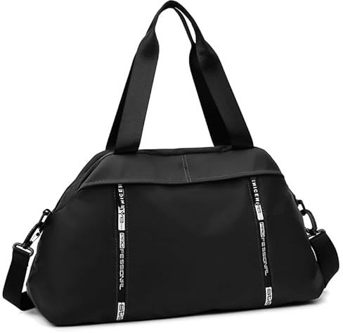 Vllcsla Reisetasche Damen Klein 23.3L, mit Nassfach, Sporttasche Damen Fitnessstudio Gym Rosa, Reisetasche Damen Weekender Handgepäck Leicht, Damen Sporttasche Wochenendtasche, Wasserdicht, Schwarz