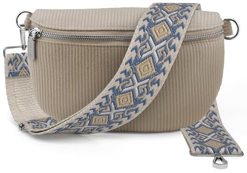 Artvall - Umhängetasche Cord Tasche Handtasche weiche Cordtasche Bauchtasche Klein mit Schultergurt Design Taschenband abnehmbar verstellbares Riemen Crossbody Bag Hüfttasche Damen mit Reißverschluss