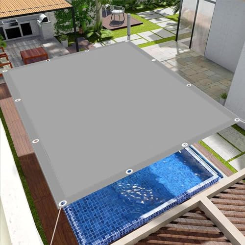 Voile d'ombrage Carré 1.6 x 1.6 m Protection UV 98% en Polyester Imperméable Voile D Ombrage avec Corde pour Jardin,Patio, Terrasse, Piscine, Gris Clair