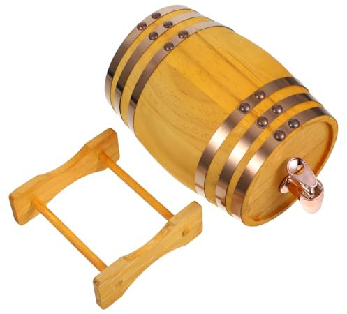 FUNOMOCYA Barril De Madera Maciza Soporte y Grifo Barril para Envejecimiento y Dispensador De Vino Cerveza y Licores Diseño Retro para Almacenamiento y Decoración