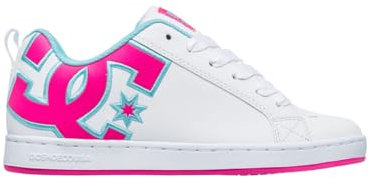 DC Shoes Court Graffik Damen Sneaker, White Crazy Pink Blue, 39 EU