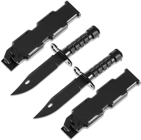 WinnerWhy 2 Pcs Rubber Training Knife with Sheath,Black