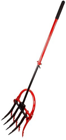 YZRDCXM Garden Cultivator,Cultivator Tiller Manual Twist Tiller,Broad Fork for Gardening, with 9 Steel Tines, Heavy Duty Pitchfork Tool Crumbler Soil Cultivator Tiller for Lawn Garden Farm, Red