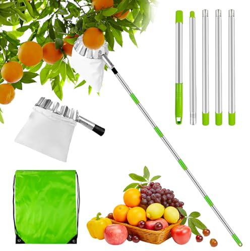 Recoge Frutas Telescopico, 2,2 m Recogedor De Frutas, Recolector De Frutas, Recogedor de Frutas con Varillas de Extensión,Recoge Frutas de árboles,Frutas Herramientas Recolectoras