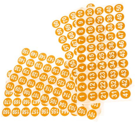 CANIGHT 8 Blätter ,,,1-200,8 Aufkleberetiketten kleine Zahlenetiketten vorratsschrank schließfachschrank Selbstklebende Nummernschilder Klassifizierungsaufkleber Orange