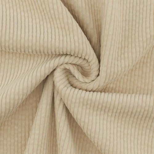 Cord Stoff Strech 6W, gewaschen, Stoff zum Nähen, uni hellbeige (Länge am Stück: ab 50cm / Breite: 140cm)