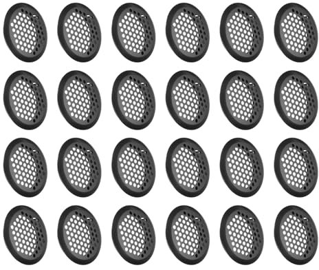 sourcing map 24 rejillas de ventilación circulares de acero inoxidable de 50 mm, rejilla de ventilación redonda para baño, hogar, oficina, cocina, armario, color negro
