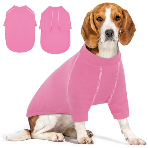 IECOii Fleece-Hundepullover für große Hunde, dehnbare Fleece-Weste für große Hunde, Mädchen, Jungen, warmer Pullover, Winterkleidung, Haustier-Sweatshirt, Hundemantel für kaltes Wetter, Dackel, Rosa