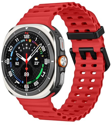 MoKo Cinturino Sportivo Compatibile con Samsung Galaxy Watch Ultra 47mm (2025/2024) per Uomo Donna, Cinturino di Ricambio in Silicone Morbido e Traspirante per Galaxy Watch 7 Ultra, Rosso
