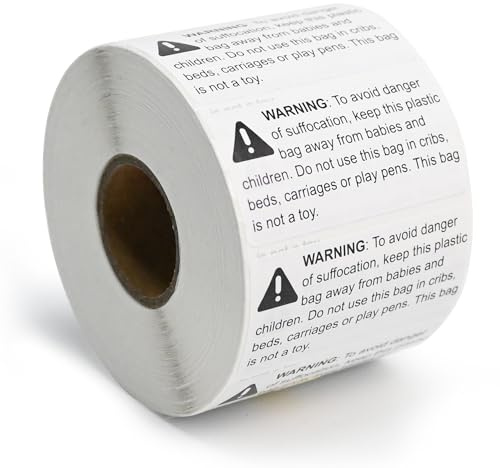 L LIKED Suffocation Warning Labels 2 x 1, 1000 Labels per Roll