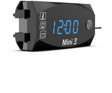 Termometro da esterno senza fili per moto voltmetro orologio con display digitale LED, termometro esterno barometri wireless per la casa (blu)