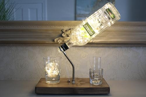 Handmade Upcycled London Dry Gin Bottle Lamp (70cl). Unique Gin Gift for The Home (Chrome Fittings, Mains Powered)