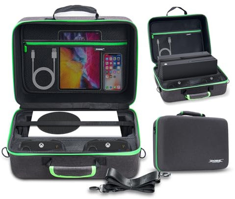 2-in-1-Tragetasche für Xbox Series X/S, Reise-Aufbewahrungstasche für Xbox Series S Konsole, Controller und Zubehör während der Reise. Hartschalenhülle kompatibel für kabellose Controller, Kabel,